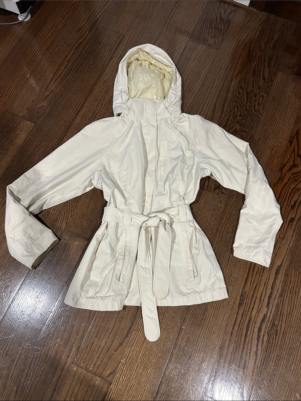 The North Face Women's Hooded Trench belted trench walking jacket sz L